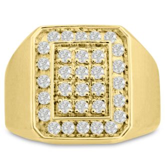 Men's 1ct Diamond Ring In 10K Yellow Gold