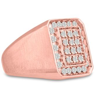 Men's 1ct Diamond Ring In 14K Rose Gold