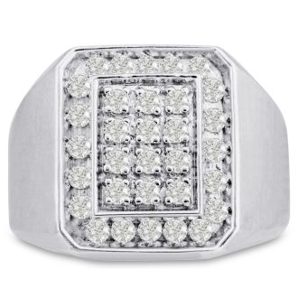 Men's 1ct Diamond Ring In 14K White Gold