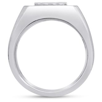 Men's 1ct Diamond Ring In 14K White Gold