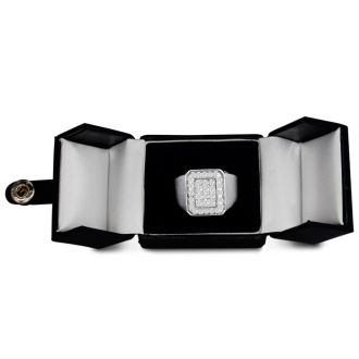 Men's 1ct Diamond Ring In 14K White Gold