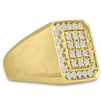 Men's 1ct Diamond Ring In 14K Yellow Gold