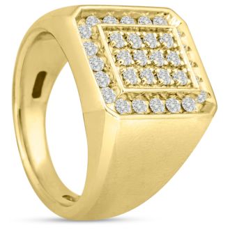 Men's 1ct Diamond Ring In 14K Yellow Gold