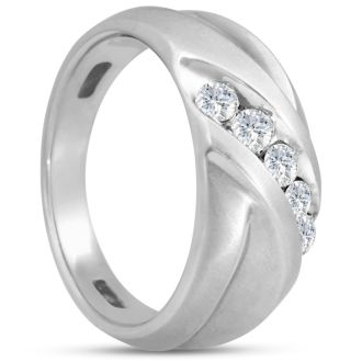 Men's 1/2ct Diamond Ring In 10K White Gold