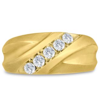 Men's 1/2ct Diamond Ring In 10K Yellow Gold