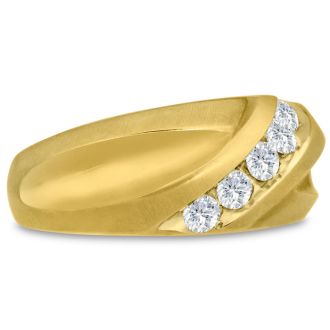 Men's 1/2ct Diamond Ring In 10K Yellow Gold