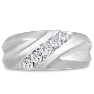 Men's 1/2ct Diamond Ring In 14K White Gold
