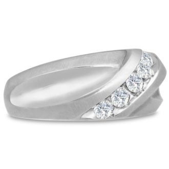 Men's 1/2ct Diamond Ring In 14K White Gold