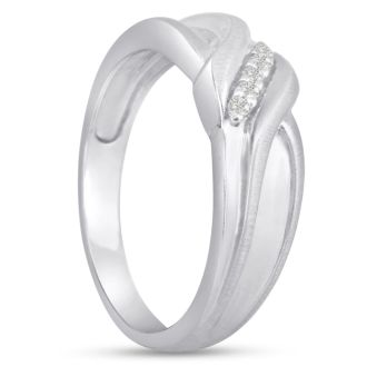 Men's 1/10ct Diamond Ring In 10K White Gold