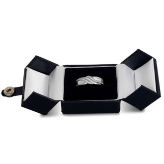 Men's 1/10ct Diamond Ring In 10K White Gold