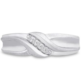 Men's 1/10ct Diamond Ring In 14K White Gold