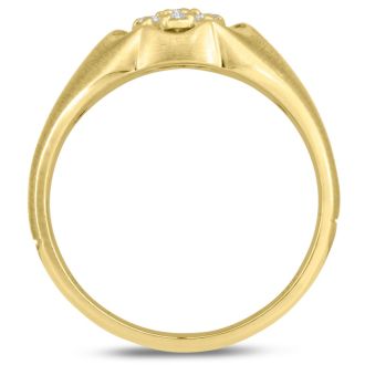 Men's 1/4ct Diamond Ring In 10K Yellow Gold, G-H, I2-I3