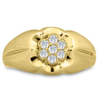 Men's 1/4ct Diamond Ring In 10K Yellow Gold, I-J-K, I1-I2
