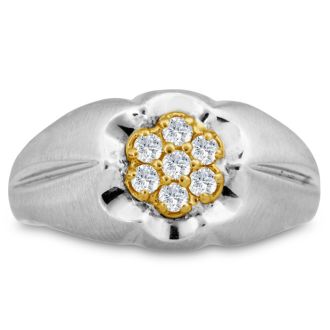 Men's 1/4ct Diamond Ring In 10K Two-Tone Gold, I-J-K, I1-I2