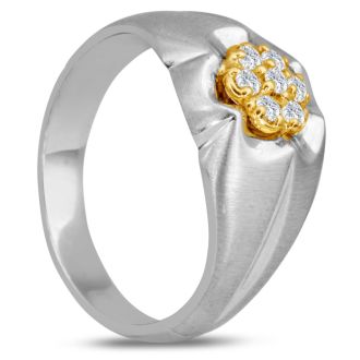 Men's 1/4ct Diamond Ring In 14K Two-Tone Gold, G-H, I2-I3