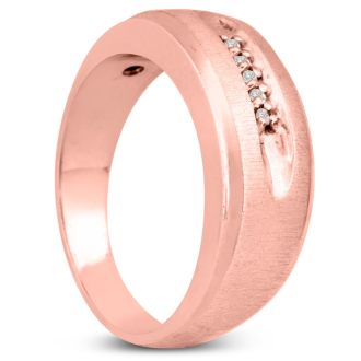 Men's 1/10ct Diamond Ring In 14K Rose Gold, G-H, I2-I3