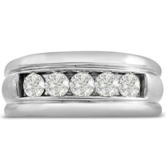 Men's 1ct Diamond Ring In 10K White Gold