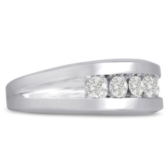 Men's 3/4ct Diamond Ring In 10K White Gold