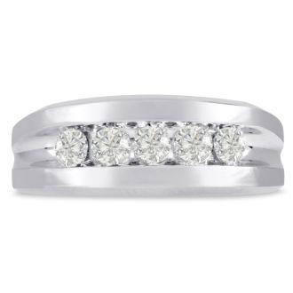Men's 3/4ct Diamond Ring In 14K White Gold