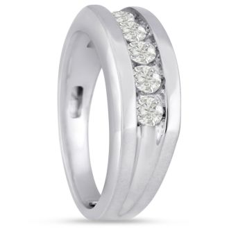 Men's 3/4ct Diamond Ring In 14K White Gold