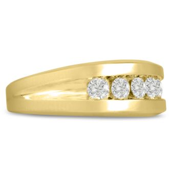 Men's 3/4ct Diamond Ring In 14K Yellow Gold