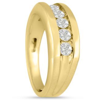 Men's 3/4ct Diamond Ring In 14K Yellow Gold