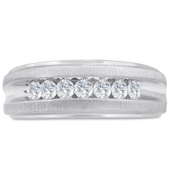Men's 1/2ct Diamond Ring In 10K White Gold, I-J-K, I1-I2