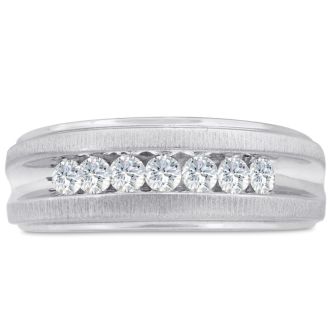 Men's 1/2ct Diamond Ring In 10K White Gold