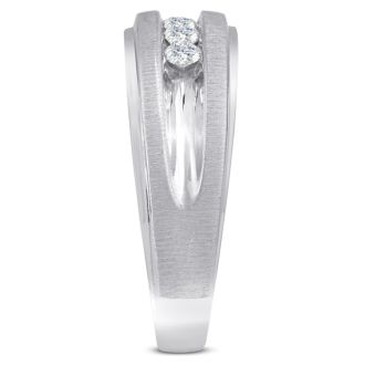 Men's 1/2ct Diamond Ring In 10K White Gold