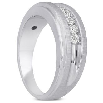 Men's 1/2ct Diamond Ring In 10K White Gold