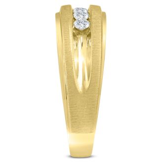 Men's 1/2ct Diamond Ring In 10K Yellow Gold