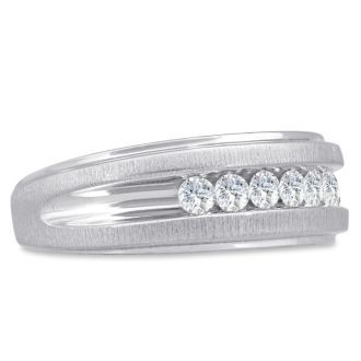 Men's 1/2ct Diamond Ring In 14K White Gold