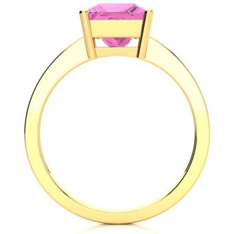 Pink Gemstones and Diamond Ring In 14 Karat Yellow Gold