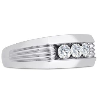 Men's 3/4ct Diamond Ring In 14K White Gold