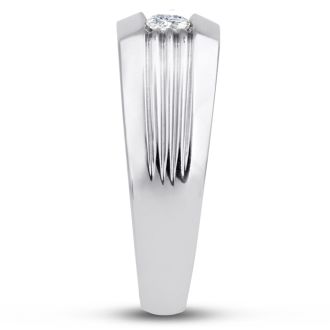 Men's 3/4ct Diamond Ring In 14K White Gold