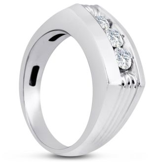 Men's 3/4ct Diamond Ring In 14K White Gold