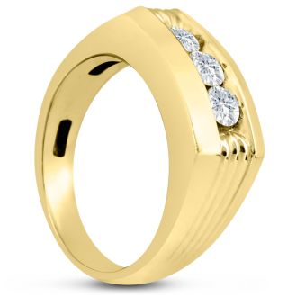 Men's 3/4ct Diamond Ring In 14K Yellow Gold
