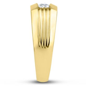 Men's 3/4ct Diamond Ring In 14K Yellow Gold, I-J-K, I1-I2