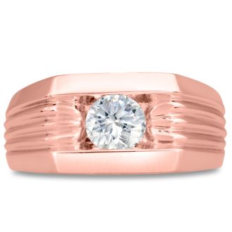 Men's 3/4ct Diamond Ring In 10K Rose Gold, I-J-K, I1-I2