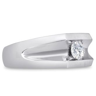 Men's 1/2ct Diamond Ring In 10K White Gold