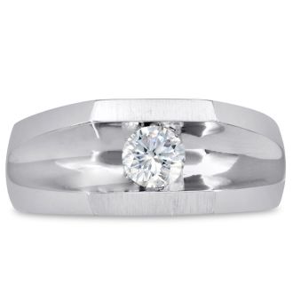 Men's 1/2ct Diamond Ring In 14K White Gold