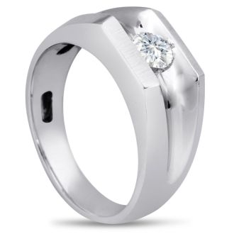 Men's 1/2ct Diamond Ring In 14K White Gold