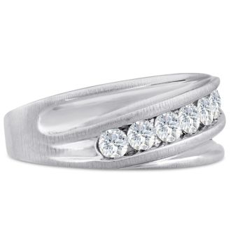 Men's 1ct Diamond Ring In 10K White Gold