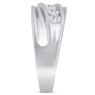 Men's 1ct Diamond Ring In 10K White Gold