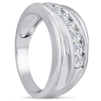 Men's 1ct Diamond Ring In 10K White Gold