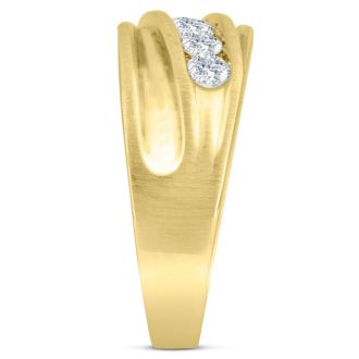 Men's 1ct Diamond Ring In 10K Yellow Gold, G-H, I2-I3