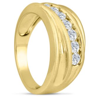 Men's 1ct Diamond Ring In 10K Yellow Gold