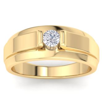 Men's 1/3ct Diamond Ring In 14K Yellow Gold