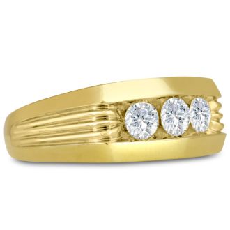 Men's 1ct Diamond Ring In 10K Yellow Gold, G-H, I2-I3