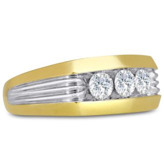 Men's 1ct Diamond Ring In 14K Two-Tone Gold, I-J-K, I1-I2